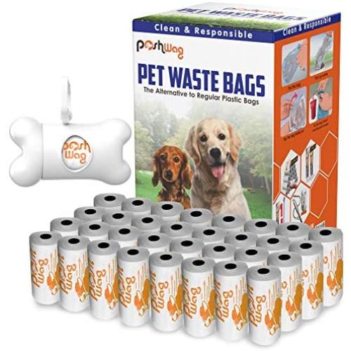 PoshWag Dog Poop Bags [360 Count] with Free Dispenser and Leash Clip - Best Pet Waste Poop Bag Refill [20 Rolls]