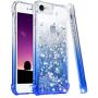 Ruky iPhone 6 6S 7 8 Case, iPhone SE 2020 Case, Gradient Quicksand Series Glitter Bling Flowing Liquid Floating Soft TPU Protective Girls Women Case for iPhone 6/6s/7/8/SE 2020 4.7", Gradient Azure