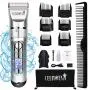 Ceenwes Professional Hair Clippers Cordless Hair trimmer Low Noise Hair Cutting Kit Beard Trimmer IPX7 Waterproof Body Hair Removal Machine with LED Display Hairdressing Cape and Travel Bag