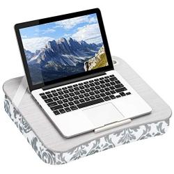 LapGear Designer Lap Desk with Phone Holder and Device Ledge - Gray Damask - Fits up to 15.6 Inch Laptops - Style No. 45424