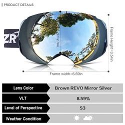 ZIONOR X4 Ski Snowboard Snow Goggles Magnet Dual Layers Lens Spherical Design Anti-Fog UV Protection Anti-Slip Strap for Men Women