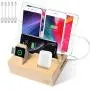 Bamboo Charging Station for Multiple Devices, USB Charging Station Dock, Fast Desk Wood Charging Docking Station for Universal Cell Phone, Tablet, Apple Watch, Airpods(5 Pack Cables Included) Bamboo Charging Station for Multiple Devices, USB Charging Station Dock, Fast Desk Wood Charging Docking Station for Universal Cell Phone, Tablet, Apple Watch, Airpods(5 Pack Cables Included)
