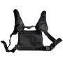 Lewong Universal Hands Free Chest Harness Bag Holster for Two Way Radio (Rescue Essentials) (Leather Black)