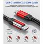 USB C to USB C 100W Fast Charging Cable 2 Pack [6.6FT&10FT], JSAUX 5A USB Type C Cable Compatible with MacBook Pro 2019 2018, iPad Pro 2019 2018, Samsung S20 S20+ Note 10 Plus A80, Pixel 3/3a/2-Red