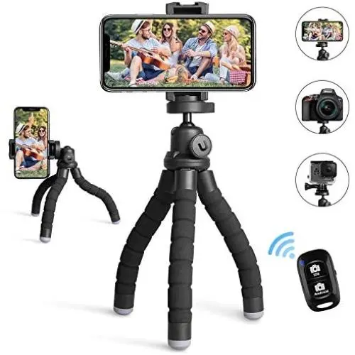 UBeesize Phone Tripod,Portable and Flexible Tripod with Wireless Remote and Universal Clip, Compatible with iPhone/Android/Camera GoPro,iPhone Tripod for Live Streaming Tiktok YouTube Video Recording UBeesize Phone Tripod,Portable and Flexible Tripod with Wireless Remote and Universal Clip, Compatible with iPhone/Android/Camera GoPro,iPhone Tripod for Live Streaming Tiktok YouTube Video Recording