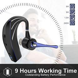 HonShoop Wireless Bluetooth Headset, Handsfree Bluetooth Earpiece V5.0 in Ear with Stereo Mic for iPhone Android Cell Phones Business/Workout/Driving Blue