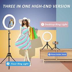 Ring Light with Tripod Stand and Phone Holder, FURANDE 10" Dimmable Makeup Light, 3 Light Modes 10 Brightness Selfie Ring Light for Live Stream/Photography/YouTube, Compatible with iPhone/Android