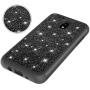 Galaxy J3 Achieve Case,Galaxy J3 2018/J3 Star/Express Prime3/Amp Prime3 Glitter Case,Luxury Glitter Sparkle Bling Case,Hybrid PC Silicone Faux Leather Cover,Dual Layer Armor Phone Case Black