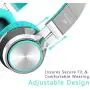 Elecder i39 Headphones with Microphone Foldable Lightweight Adjustable On Ear Headsets with 3.5mm Jack for iPad Cellphones Computer MP3/4 Kindle Airplane School (Mint/Gray)