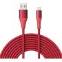 Xcentz iPhone Charger 10ft, Apple MFi Certified Lightning Cable, Braided Nylon High-Speed iPhone Cable with Premium Metal Connector for iPhone 11/X/XS/XR/XS Max/8/7/6/5S/SE, iPad Mini/Air, Red