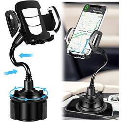 Car Cup Holder Phone Mount, Phone Holder for car 360 Degree Universal Adjustable Car Phone Mount Gooseneck Cup Holder Compatible for iPhone 11/XS Max/8/Plus/Galaxy/Huawei/All Smartphone