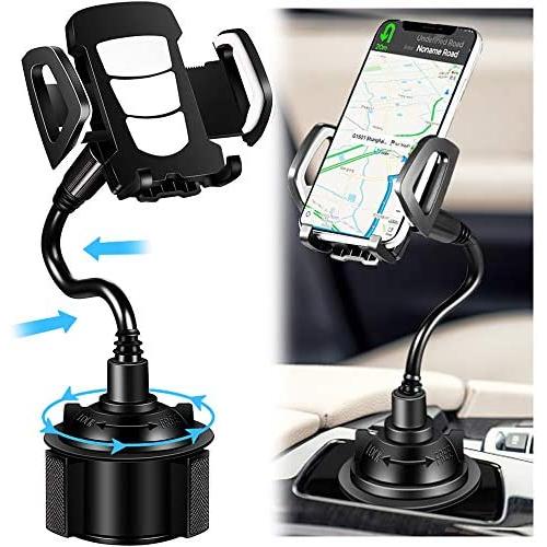 Car Cup Holder Phone Mount, Phone Holder for car 360 Degree Universal Adjustable Car Phone Mount Gooseneck Cup Holder Compatible for iPhone 11/XS Max/8/Plus/Galaxy/Huawei/All Smartphone