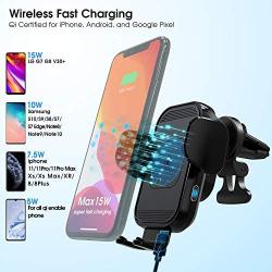 [2020 Upgraded Version] ZeeHoo Wireless Car Charger,15W Qi Fast Charging Auto-Clamping Car Mount,Windshield Dash Air Vent Phone Holder Compatible with iPhone 11 Pro Max,Samsung Note 10 (Black)