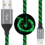 iPhone Charger Cable, iCrius [MFi Certified] 6ft LED Light Up Visible Flowing Lightning Charger Charging Cord Compatible iPhone11 Plus/XS/XR/X /8 Plus / 8/7 Plus / 7, iPod Touch More-Green