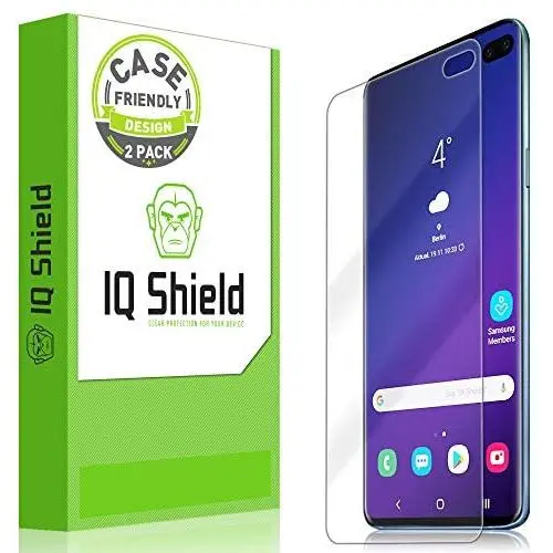 IQ Shield Screen Protector Compatible with Galaxy S10 Plus (S10+ 6.4 inch)(2-Pack)(Case Friendly) Anti-Bubble Clear Film (NOT Compatible with Verizon S10 5G 6.7)(Works with Fingerprint ID)