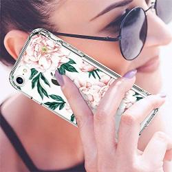 LUHOURI iPhone SE Case 2020,iPhone 8 Case,iPhone 7 Case with Screen Protector,Clear with Cute Blooming Floral Flower for Girls Women,Protective Phone Case for iPhone 7 /iPhone 8/ iPhone SE2