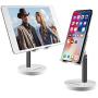 Cell Phone Stand Desktop Phone Stand Adjustable Sturdy Aluminum Metal Phone Holder Cradle Dock, Compatible with Phone 11 Pro Xs Max Xr X 8, iPad, Kindle, Tablet (Black)