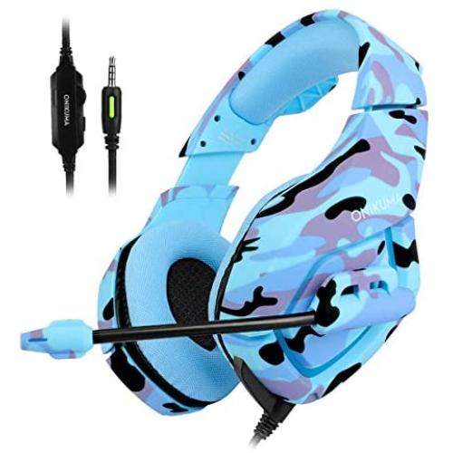PS4 Gaming Headset ONIKUMA K1 PC Gamer Stereo Wired Over Ear Noise Cancelling Headphones with Microphone, Volume Control for PlayStation 4 Laptop Tablet Mobile Phone