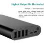 Portable Charger 20000mAh, BONAI iPhone Charger Aluminum External Battery Pack, 4 USB Output Ports(4.8A) Power Bank, High-Speed Charging Compatible iPhone X 8 7+ Plus Samsung S9 S8 iPad Tablet - Black
