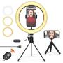 10" Ring Light, 120 Bulbs Ring Light with Tripod Stand & Cell Phone Holder and Remote Control, 3 Lighting Modes and 10 Brightness Levels of Dimmable Ring Light for iPhone YouTube Video Live Makeup