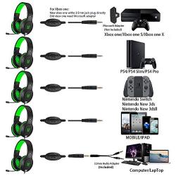 Gaming Headset for Xbox One, PS4, Nintendo Switch, ifmeyasi Stereo Bass Surround 3.5mm Headsets, Over-Ear Headphones with Noise Cancelling Micophone for Laptop PC Mac iPad Smartphones (Green)