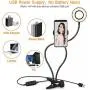 Silvom Selfie Ring Light Clamp on, 10-Level Brightness 3-Light Mode LED Ring Lamp with Phone Holder Flexible Gooseneck Arm, Perfect for Live Streaming, Facebook, Podcast & Video Lives, Makeup (Black)