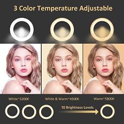 Ring Light, BEACON 10" LED Ring-Light-with-Tripod-Stand and Phone Holder for Live Streaming & YouTube Video, Dimmable Desk Makeup Ring Light for Photography, with 3 Light Modes & 10 Brightness Level