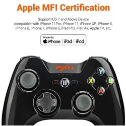 PXN Wireless Mobile Game Controller for iPhone, iPad, Apple TV, Mfi Certified Gamepad, 30+ Hour Battery Life with Phone Clip (Black)