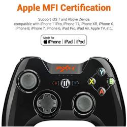 PXN Wireless Mobile Game Controller for iPhone, iPad, Apple TV, Mfi Certified Gamepad, 30+ Hour Battery Life with Phone Clip (Black)