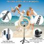 Selfie Stick with 6" Ring Light,Tripod and Phone Holder,3 in 1 Portable LED Fill Light Selfie Stick Tripod Bluetooth Remote Control,Dimmable 3 Colors for YouTube TikTok Videos Live Stream Make-up