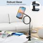 Tryone Gooseneck Tablet Stand, Tablet Mount Holder for iPad iPhone Series/Nintendo Switch/Samsung Galaxy Tabs/Amazon Kindle Fire HD and More, 30in Overall Length(Black)