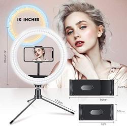 EMIUP 10 inch Selfie Ring Light with Tripod Stand & Cell Phone Holder for Live Stream/Makeup, Mini Led Camera Ringlight for YouTube Video/Photography Compatible with iPhone Android,3 Light Modes
