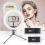 EMIUP 10 inch Selfie Ring Light with Tripod Stand & Cell Phone Holder for Live Stream/Makeup, Mini Led Camera Ringlight for YouTube Video/Photography Compatible with iPhone Android,3 Light Modes