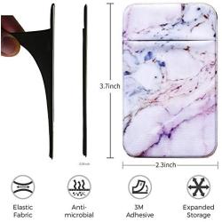 2Pack Marble Adhesive Phone Pocket,Cell Phone Stick On Card Wallet Sleeve,Credit Cards/ID Card Holder(Double Secure) with 3M Sticker for Back of iPhone,Android and All Smartphones-Purple