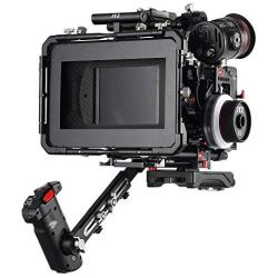 JTZ DP30 Camera Cage 15mm Rail Rod Base Plate Rig + Top Handle + Shoulder Pad + Electronic Handle Grip + Carbon Fiber Matte Box + Follow Focus for Panasonic Lumix GH3 GH4 GH5 GH5s Cameras