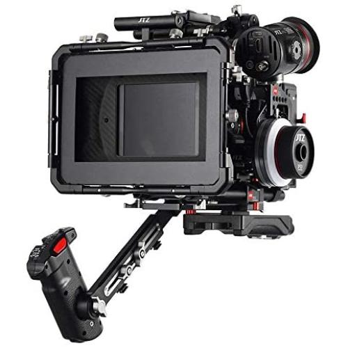 JTZ DP30 Camera Cage 15mm Rail Rod Base Plate Rig + Top Handle + Shoulder Pad + Electronic Handle Grip + Carbon Fiber Matte Box + Follow Focus for Panasonic Lumix GH3 GH4 GH5 GH5s Cameras