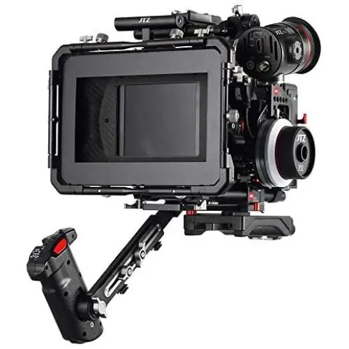 JTZ DP30 Camera Cage 15mm Rail Rod Base Plate Rig + Top Handle + Shoulder Pad + Electronic Handle Grip + Carbon Fiber Matte Box + Follow Focus for Panasonic Lumix GH3 GH4 GH5 GH5s Cameras