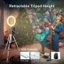 8" Selfie Ring Light with Extendable Tripod Stand & Cell Phone Holder for Live Stream Makeup - GLCON Dimmable LED Camera Ringlight for YouTube Video Tiktok Photography - Ring Light for iPhone Android