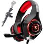 Gaming Headset for New Xbox One PS4 PC Laptop Tablet with Mic, Over Ear Headphones, Noise Canceling, Stereo Bass Surround for Kids Mac Smartphones Cellphone … (red)
