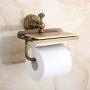 Beelee Bathroom Tissue Holder/Toilet Paper Holder Solid Brass Wall-Mounted Toilet Roll Holder, Toilet Paper Tissue Holder with Mobile Phone Storage Shelf Antique Brass Finished