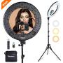 Inkeltech Ring Light - 18 inch 60 W Dimmable LED Ring Light Kit with Stand - Adjustable 3000-6000 K Color Temperature Lighting for Vlog, Makeup, YouTube, Camera, Photo, Video - Control with Remote