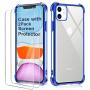 BELONGME Compatible with iPhone 11 Case 2019,Tempered Glass Screen Protector [2Pack] with Shockproof Crystal Clear Case for iPhone 11 6.1 inch.