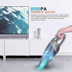 Handheld Vacuum, Handheld Vacuum Cleaner Cordless 8Kpa Strong Suction Powered by Li-ion Battery Rechargeable Quick Charge Tech, Mini Vacuum for Home and Car