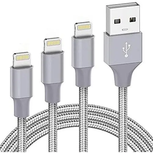 iPhone Charger Lightning Cable - 3Pack 3ft 6ft 10ft MFi Certified iPhone USB Cable Nylon Braided Fast Charging Cord Compatible with iPhone 11 Pro X Xs Max XR SE 8 7 6 Plus iPad Pro Airpods, Gray