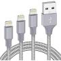 iPhone Charger Lightning Cable - 3Pack 3ft 6ft 10ft MFi Certified iPhone USB Cable Nylon Braided Fast Charging Cord Compatible with iPhone 11 Pro X Xs Max XR SE 8 7 6 Plus iPad Pro Airpods, Gray