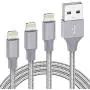 iPhone Charger Lightning Cable - 3Pack 3ft 6ft 10ft MFi Certified iPhone USB Cable Nylon Braided Fast Charging Cord Compatible with iPhone 11 Pro X Xs Max XR SE 8 7 6 Plus iPad Pro Airpods, Gray