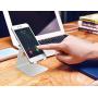 Cell Phone Stand, Lamicall Phone Stand : Cradle Dock Holder Compatible with All Android Smartphone iPhone 11 Pro Xs Xs Max Xr X 8 7 6 6s Plus 5 5s 5c Charging, Universal Accessories Desk - Silver