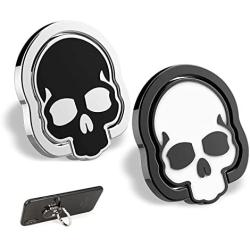 homEdge Cell Phone Skull Ring Grip, Set of 2 Packs 360° Adjustable Finger Ring Holder, Suitable for Magnetic Car Mount Kickstand for Cell Phone-Black and White