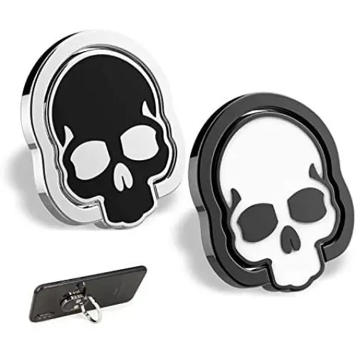 homEdge Cell Phone Skull Ring Grip, Set of 2 Packs 360° Adjustable Finger Ring Holder, Suitable for Magnetic Car Mount Kickstand for Cell Phone-Black and White homEdge Cell Phone Skull Ring Grip, Set of 2 Packs 360° Adjustable Finger Ring Holder, Suitable for Magnetic Car Mount Kickstand for Cell Phone-Black and White
