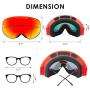 UTOBEST Anti Fog Ski Goggles for Men Women Cozy Windproof OTG Snowboard Goggles with 100% UV Protection Unisex Snow Shield Goggle Spherical Dual Lens Anti-Glare Design for Skiing Skating Outdoor Sport